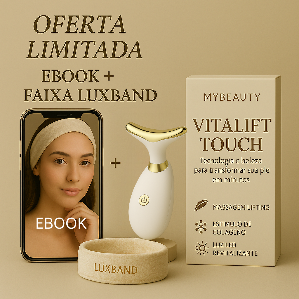 [OFERTA LIMITADA] Vitalift Touch + 2 Brindes: Faixa LuxBand e E-book: Ritual da Juventude Eterna