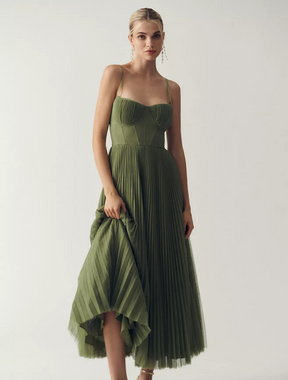 Vestido Midi Plissado Toscana